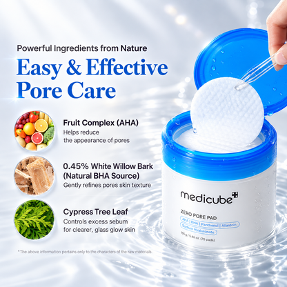 Medicube Zero Pore Pads – AHA BHA Exfoliating Toner Pads for Pores & Skin Texture – 70 Pads