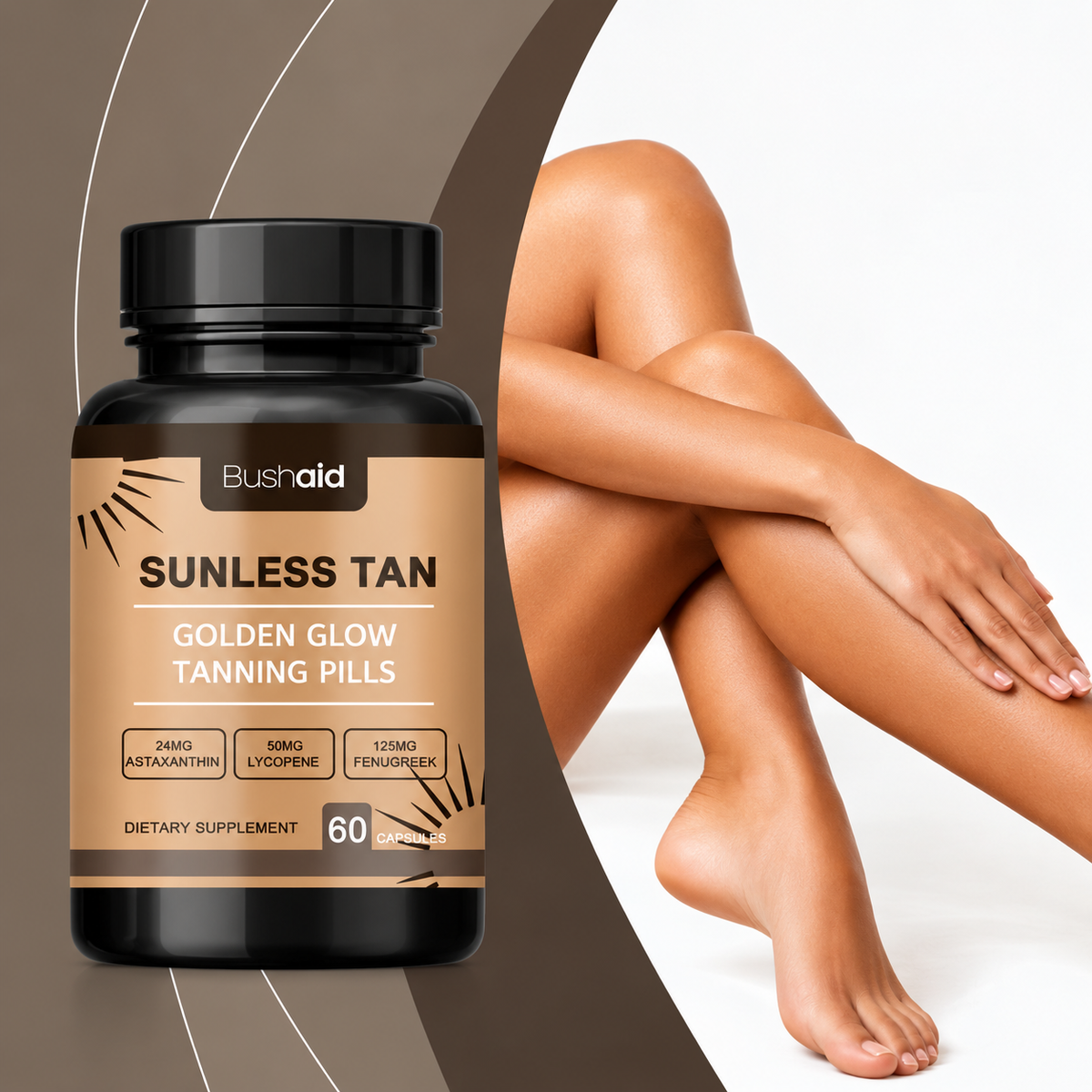 Sunless Tan Tanning Pills – Astaxanthin, Lycopene & Fenugreek – 60 Capsules