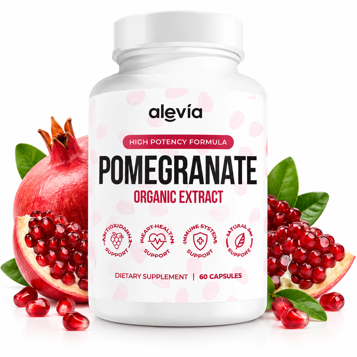 Alevia Organic Pomegranate Extract Capsules – Antioxidant & Daily Wellness Support – 60 Capsules