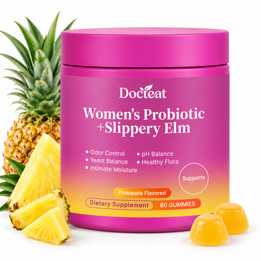 Women’s Probiotic Gummies with Slippery Elm – Pineapple Flavor, 60 Gummies | Docteat