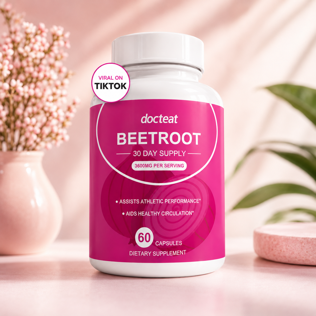 Docteat Organic Beetroot Capsules 3600mg – Beet Root Supplement – 30 Day Supply