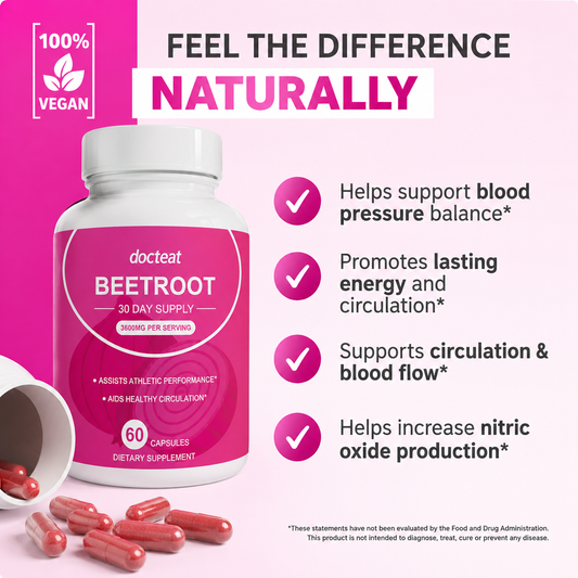 Docteat Organic Beetroot Capsules 3600mg – Beet Root Supplement – 30 Day Supply