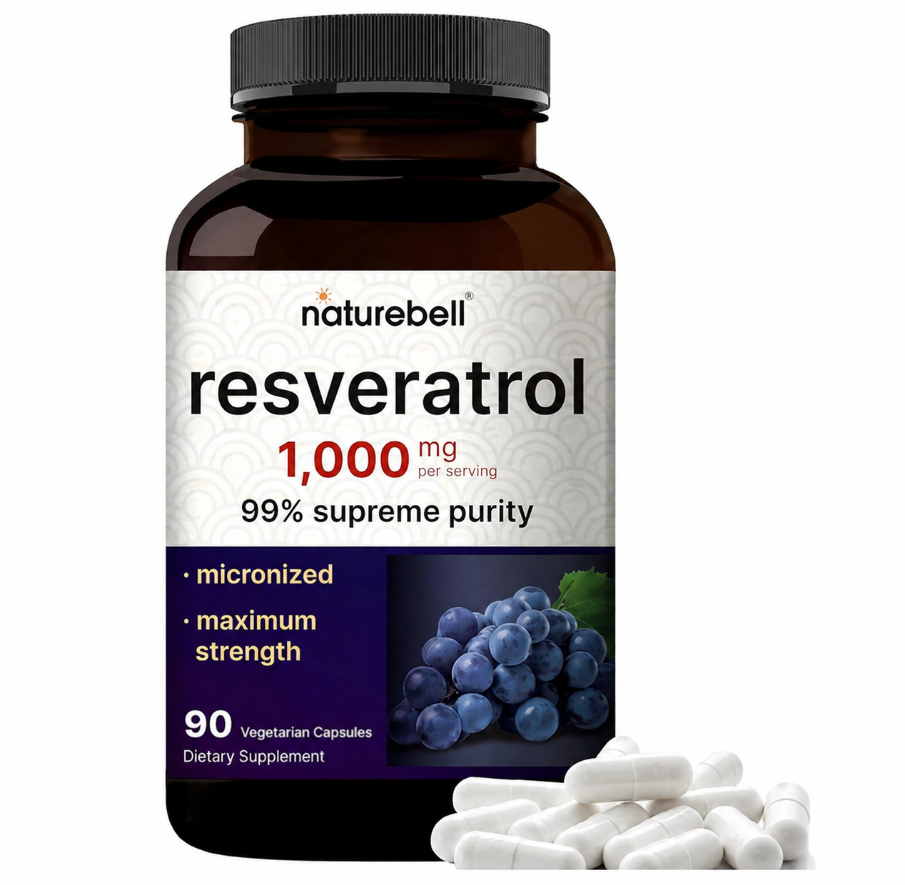 NatureBell Resveratrol Complex 1000mg – 90 Capsules Dietary Supplement