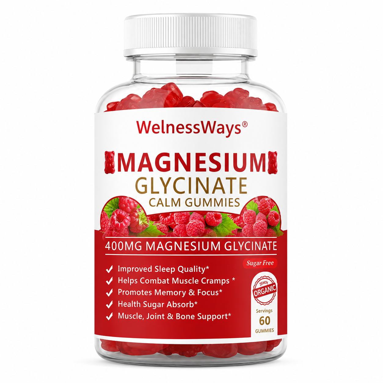 Magnesium Glycinate Calm Gummies 400mg – 60 Gummies | Relaxation & Muscle Support