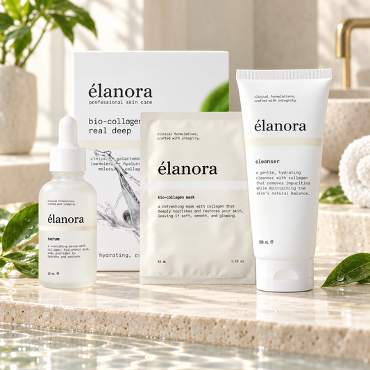 Élanora Bio-Collagen Skincare Set – Cleanser, Serum, Face Mask & Deep Treatment, 4-Piece