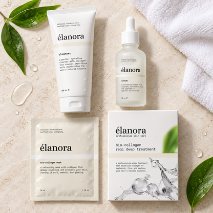 Élanora Bio-Collagen Skincare Set – Cleanser, Serum, Face Mask & Deep Treatment, 4-Piece