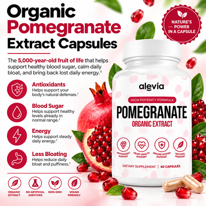 Alevia Organic Pomegranate Extract Capsules – Antioxidant & Daily Wellness Support – 60 Capsules