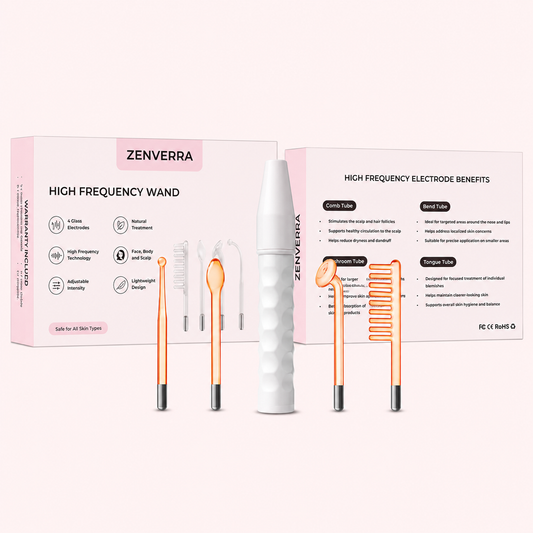High Frequency Facial Wand with 4 Glass Electrodes | Skin Care Device for Face & Scalp