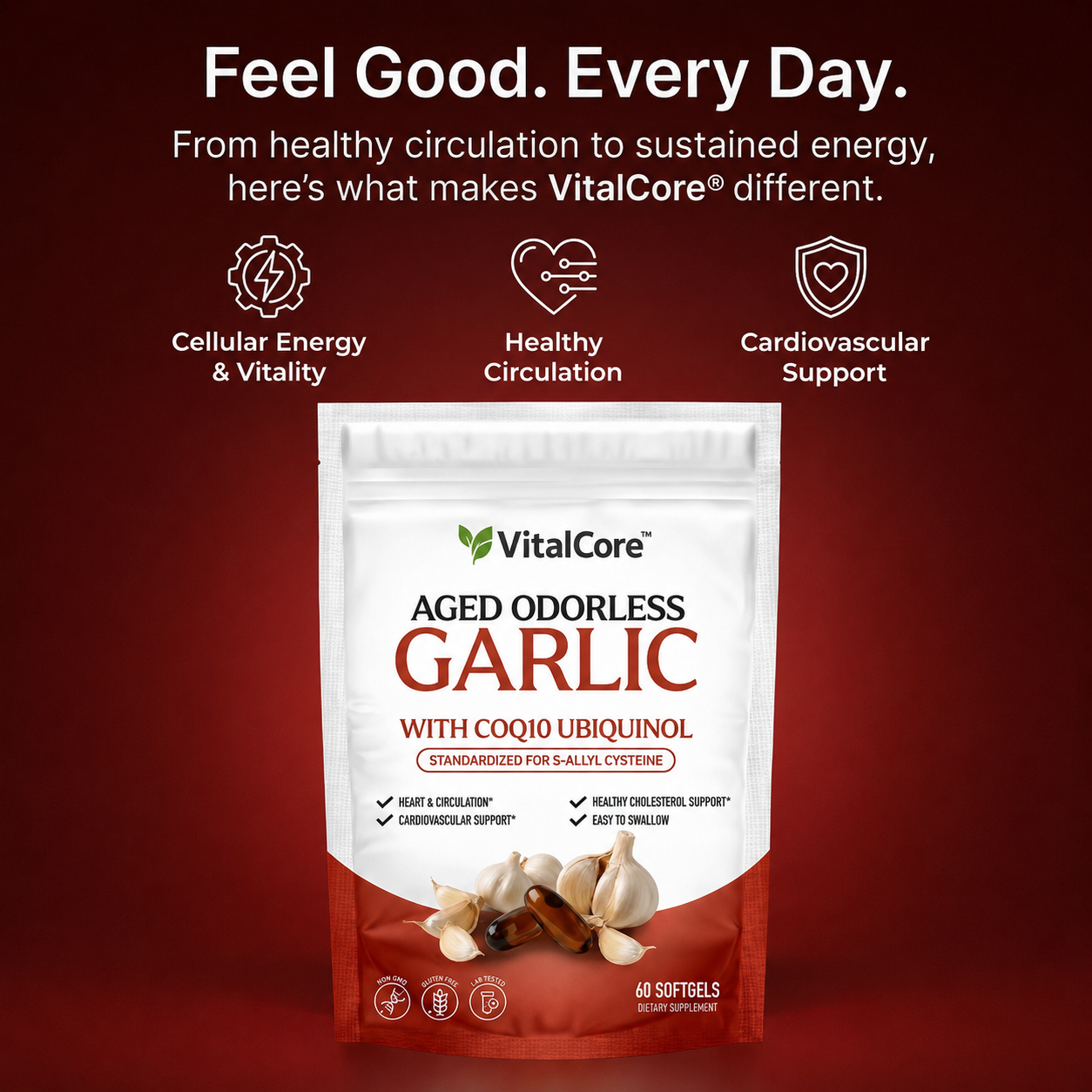 VitalCore Aged Odorless Garlic + CoQ10