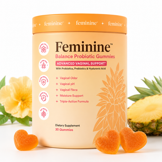Feminine Balance Probiotic Gummies with Prebiotics & Hyaluronic Acid – 30 Gummies