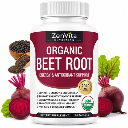 ZenVita Organic Beet Root 2040mg – High Strength Beetroot Supplement – 90 Tablets
