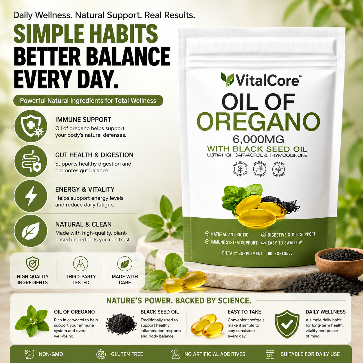 VitalCore™ Oregano & Black Seed Wellness Softgels