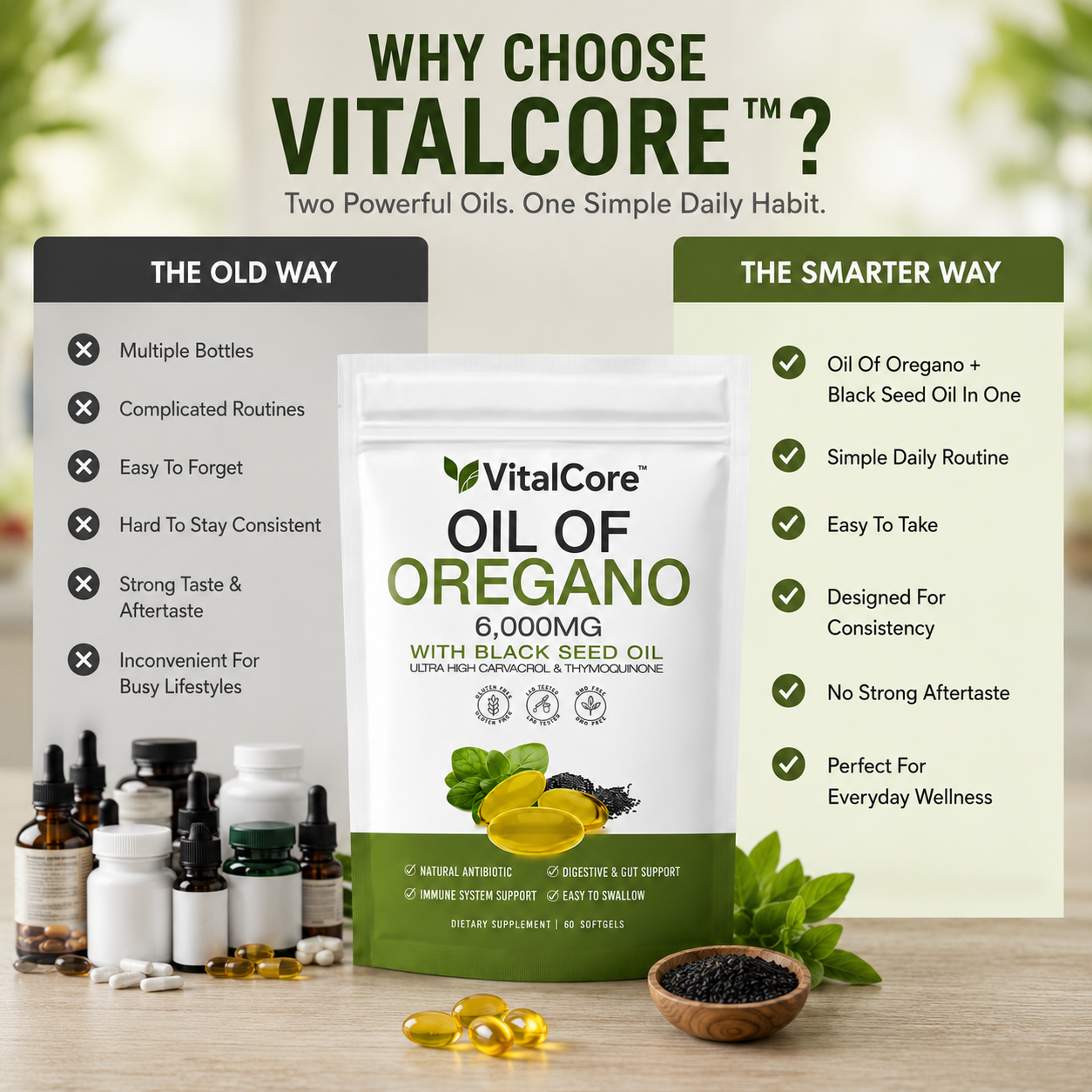 VitalCore™ Oregano & Black Seed Wellness Softgels