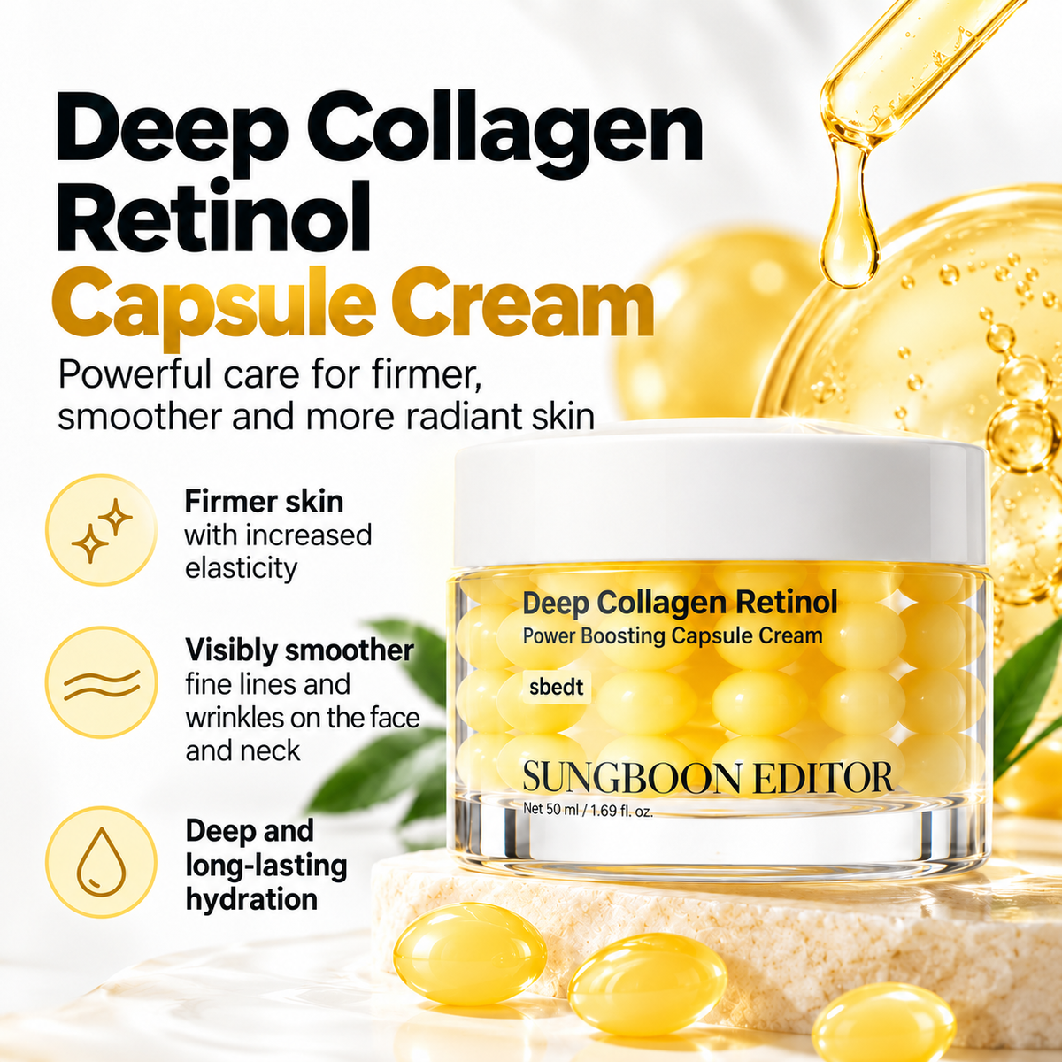 Deep Collagen Retinol Capsule Cream – Collagen, Retinol & Hyaluronic Acid – 50 ml