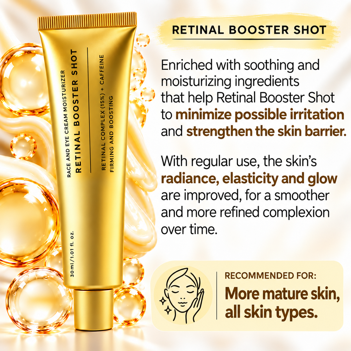 Retinal Booster Shot – Lifting Facial & Eye Cream with Retinal + Caffeine, 30 ml