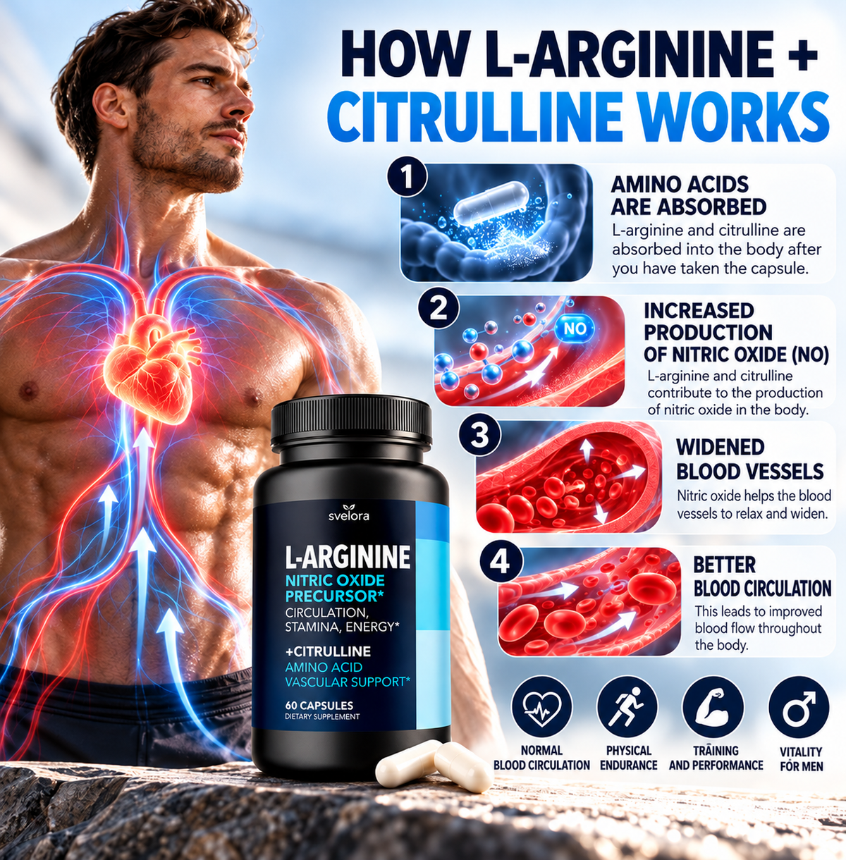L-Arginine + L-Citrulline – Amino Acids for Training – 60 Capsules