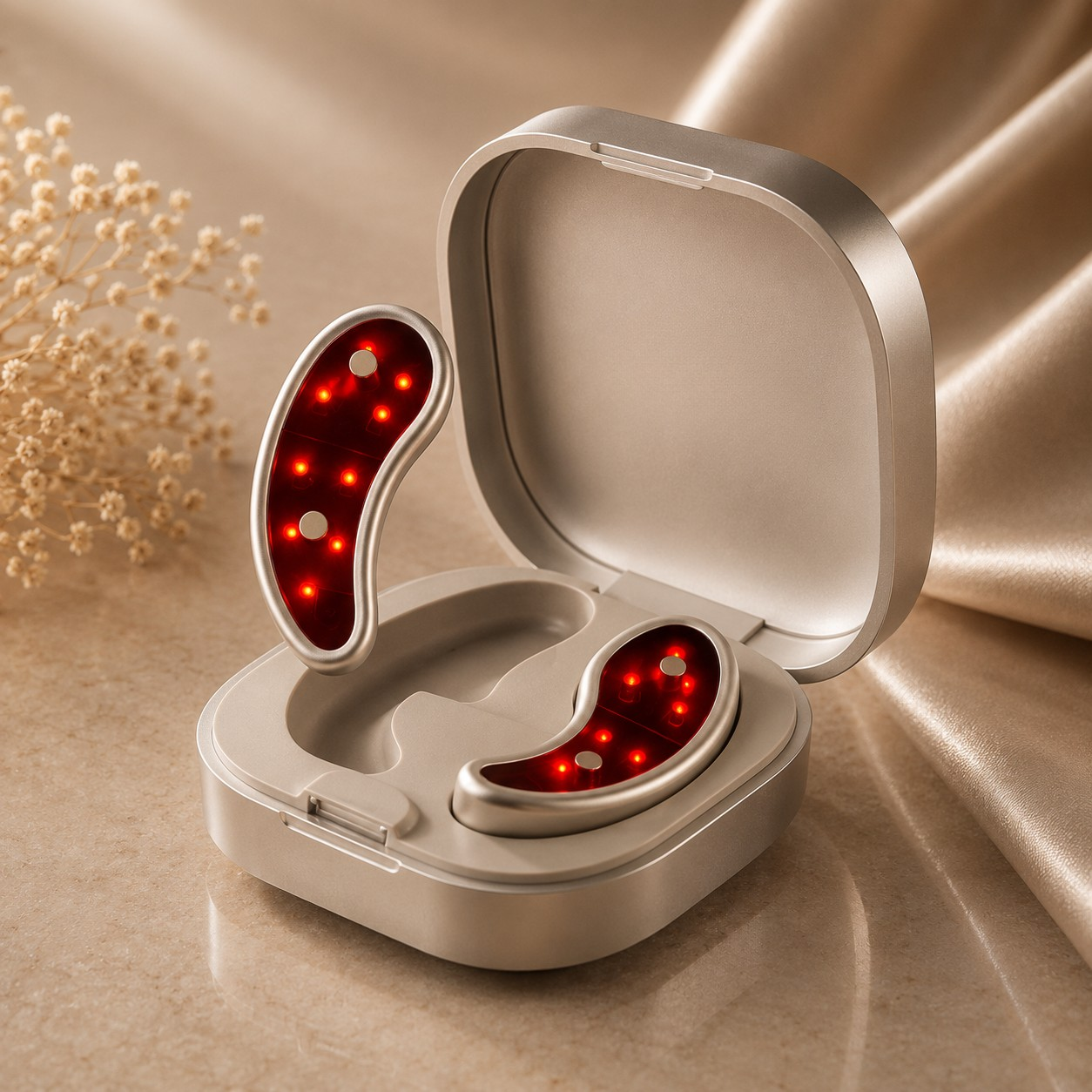 LED Under Eye Therapy Device – Red Light & EMS Eye Massager for Puffiness, Dark Circles & Fine Lines