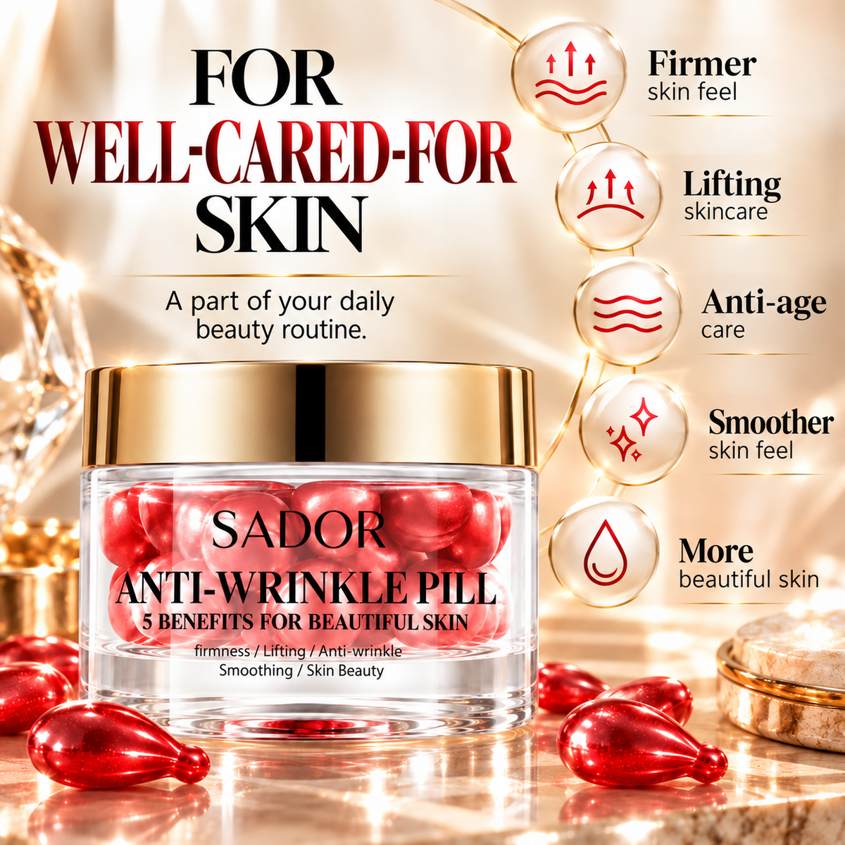 Anti-Age Serum Capsules for the Face – Anti-Wrinkle Essence Oil, 30 Capsules
