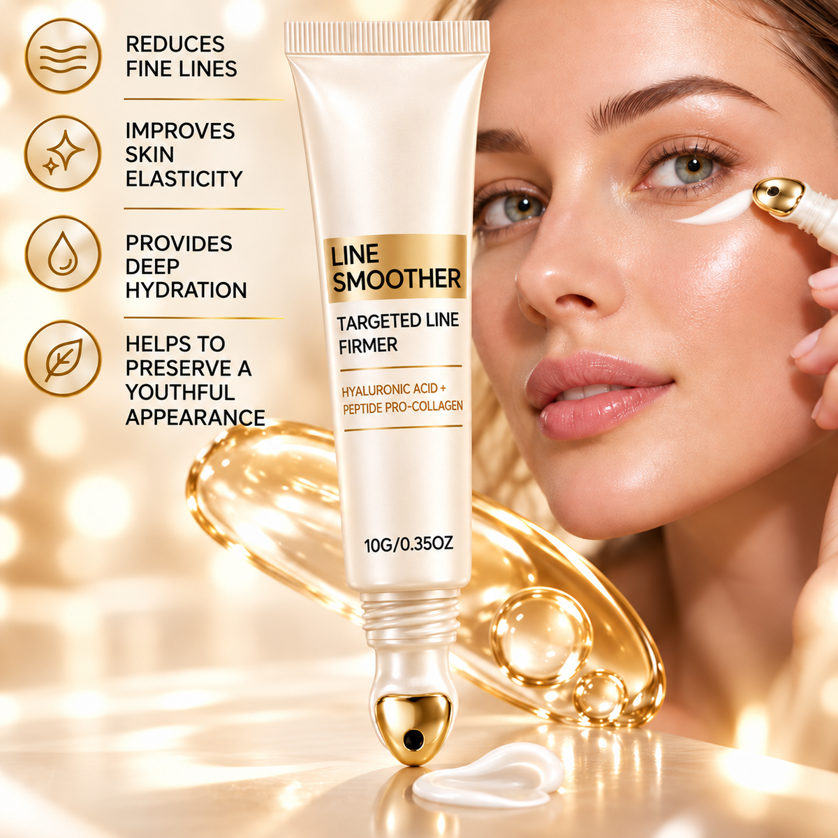 LINE SMOOTHER Anti-Age Cream for Fine Lines with Hyaluronic Acid & Peptides – 10 g