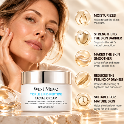 Triple Lipid Peptide Facial Cream with Ceramides, Cholesterol & Fatty Acids – 50 g