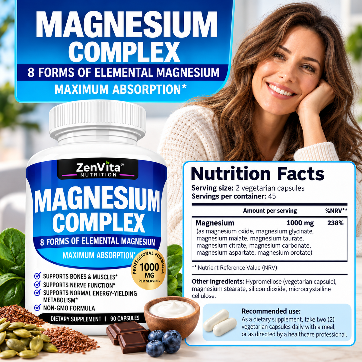Magnesium Complex 8-in-1  – 90 Capsules