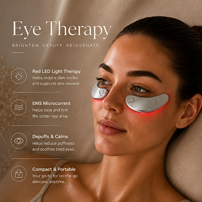 LED Under Eye Therapy Device – Red Light & EMS Eye Massager for Puffiness, Dark Circles & Fine Lines