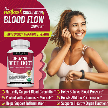 Organic Beet Root 2040mg Supplement – 90 Tablets