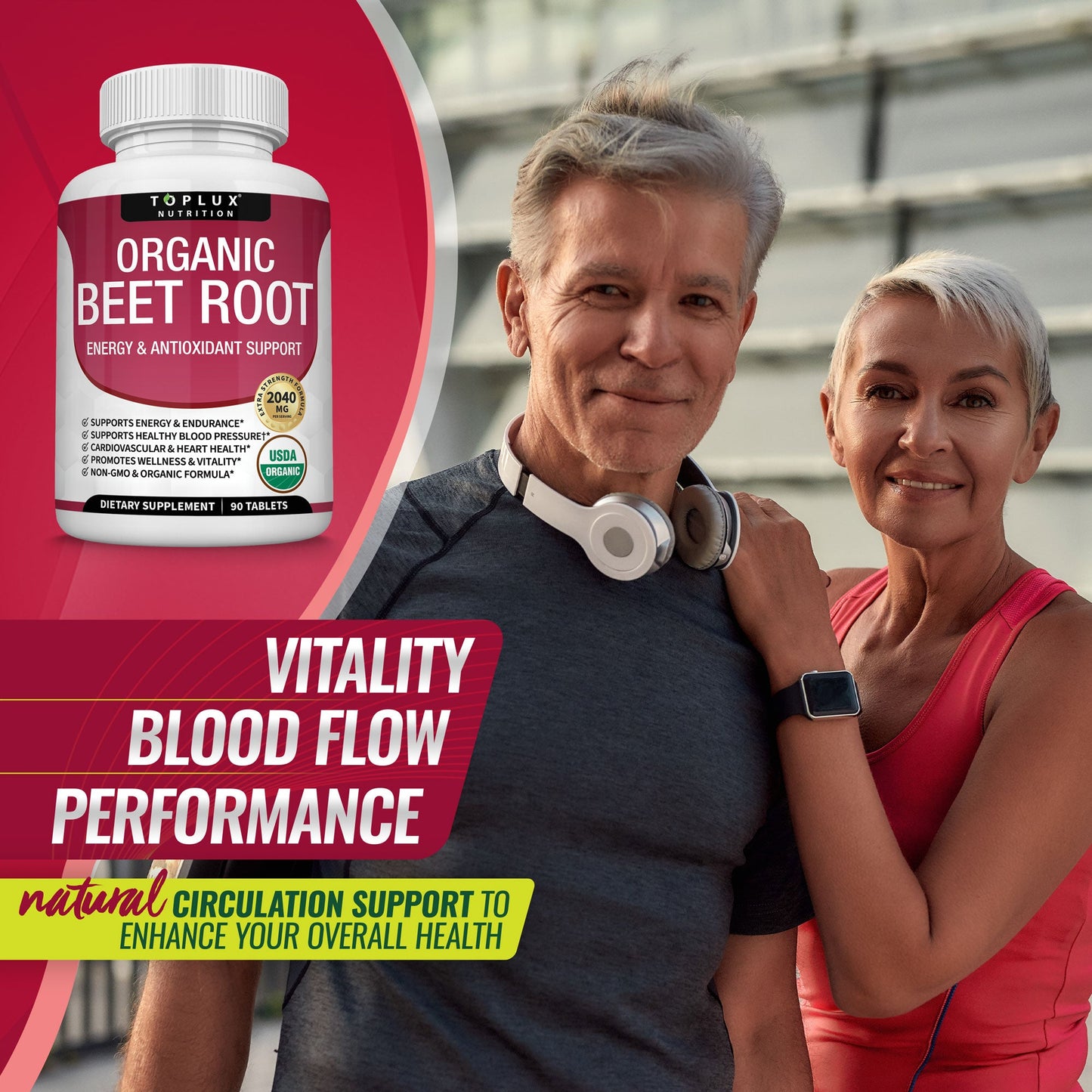 Organic Beet Root 2040mg Supplement – 90 Tablets