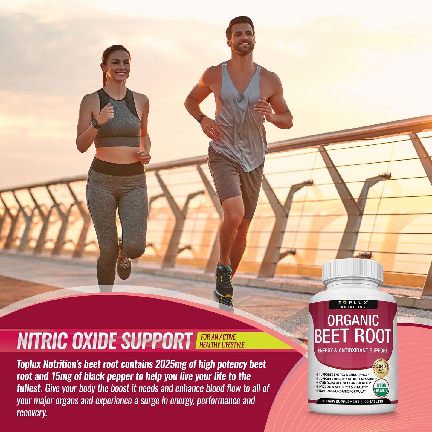 Organic Beet Root 2040mg Supplement – 90 Tablets