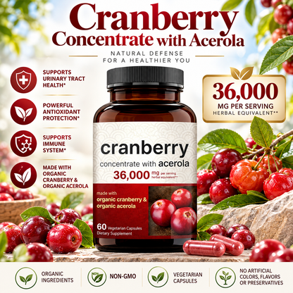 NatureBell Cranberry 36,000mg with Acerola – 60 Vegetarian Capsules