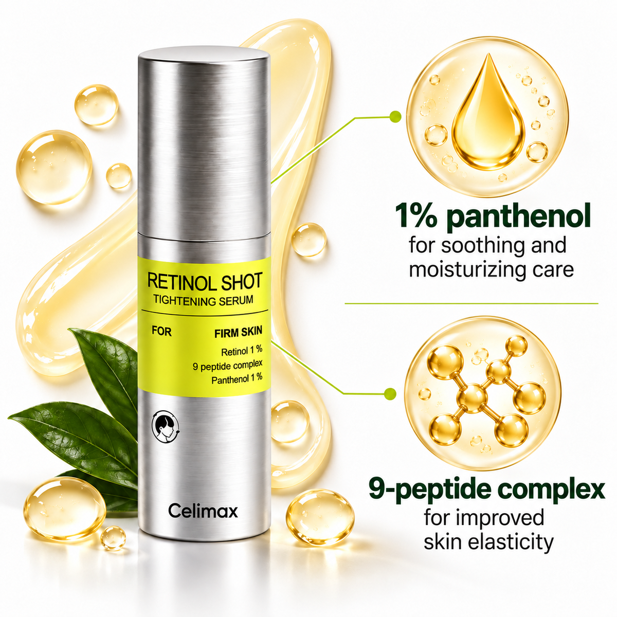 Retinol Shot Tightening Set – 3-piece skincare set with retinal, peptides & panthenol