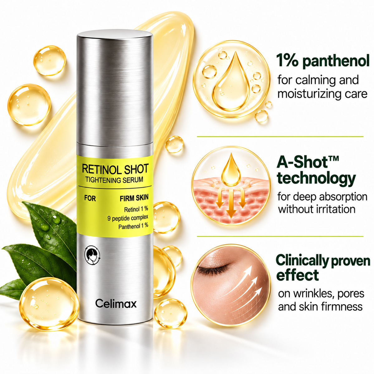 Retinol Shot Tightening Set – 3-piece skincare set with retinal, peptides & panthenol