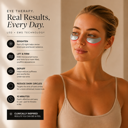 LED Under Eye Therapy Device – Red Light & EMS Eye Massager for Puffiness, Dark Circles & Fine Lines
