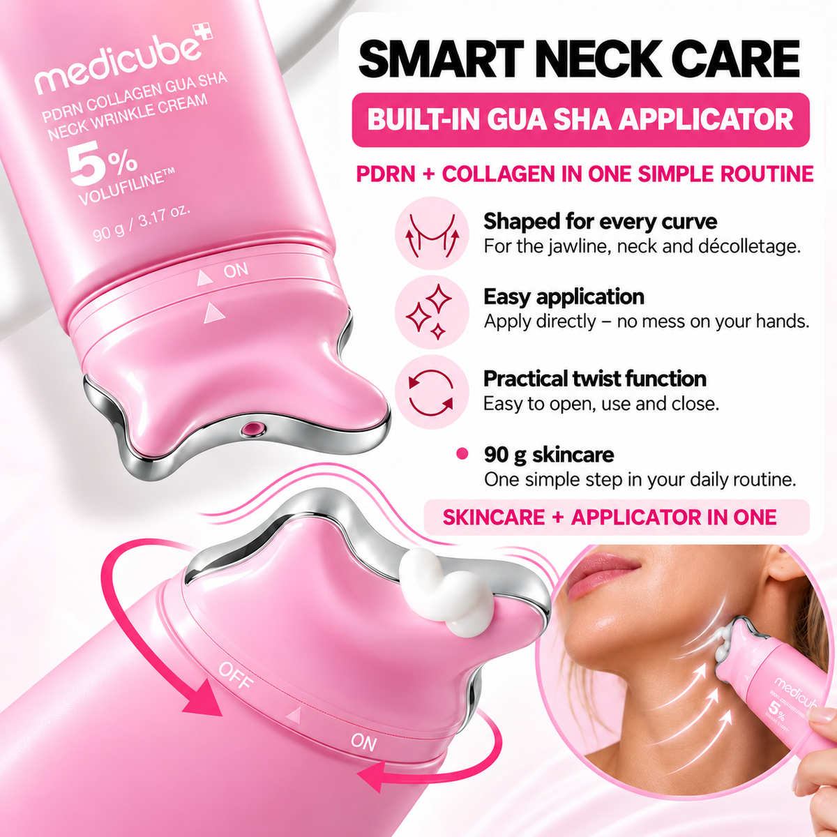 Medicube PDRN Collagen Gua Sha Neck Cream with 5% Volufiline – Neck & Décolleté, 90 g