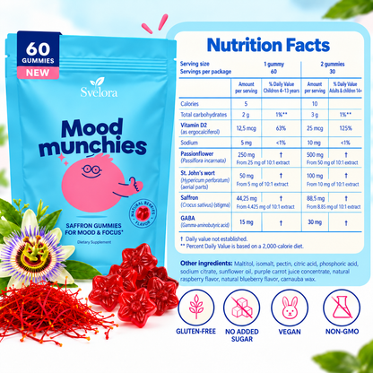 Mood Munchies Saffron Gummies for Kids – Calm, Mood & Focus – 60 Gummies