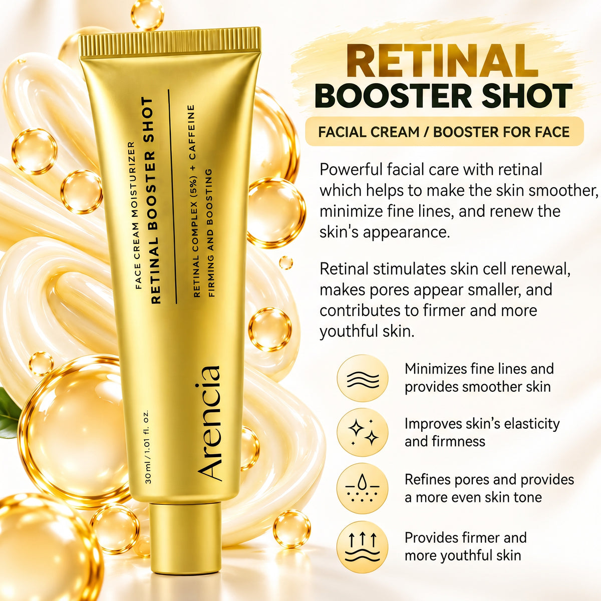 Arencia Vitamin C + Retinal Booster Duo – Face Care for Radiance & Firmer Skin, 2 × 30 ml