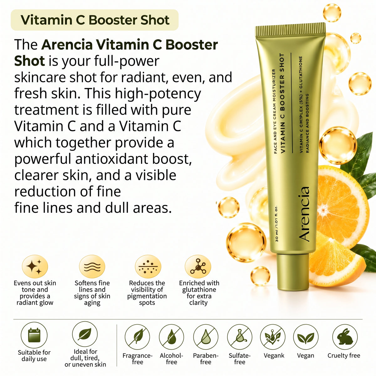 Arencia Vitamin C + Retinal Booster Duo – Face Care for Radiance & Firmer Skin, 2 × 30 ml