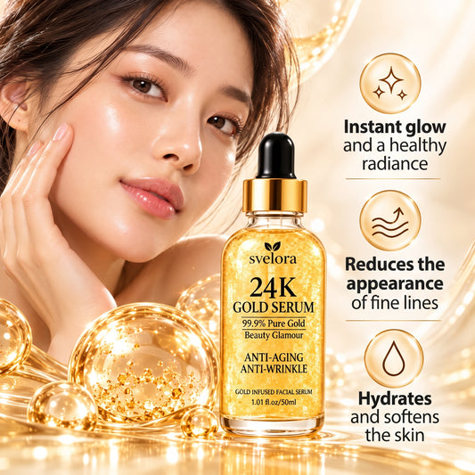 24K Gold Serum – Facial Serum with Hyaluronic Acid & Niacinamide – 50 ml