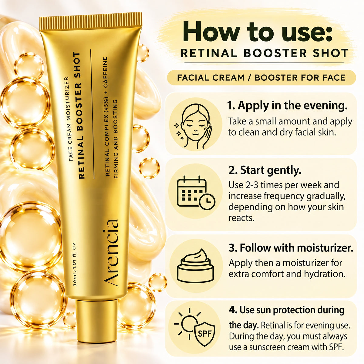 Arencia Vitamin C + Retinal Booster Duo – Face Care for Radiance & Firmer Skin, 2 × 30 ml