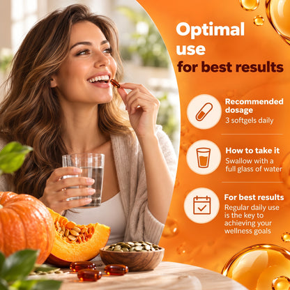 Pumpkin Seed Oil with Saw Palmetto – 3000 mg + 500 mg – 180 Soft Capsules – Cold-Pressed