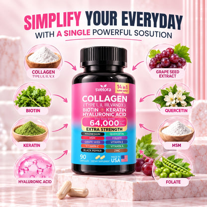 Collagen 14-in-1 – Collagen with Biotin, Keratin, Hyaluronic Acid & Vitamins – Capsules