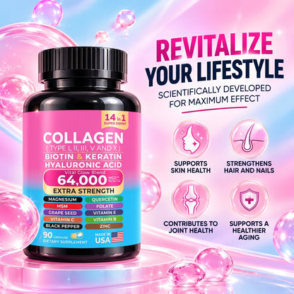 Collagen 14-in-1 – Collagen with Biotin, Keratin, Hyaluronic Acid & Vitamins – Capsules