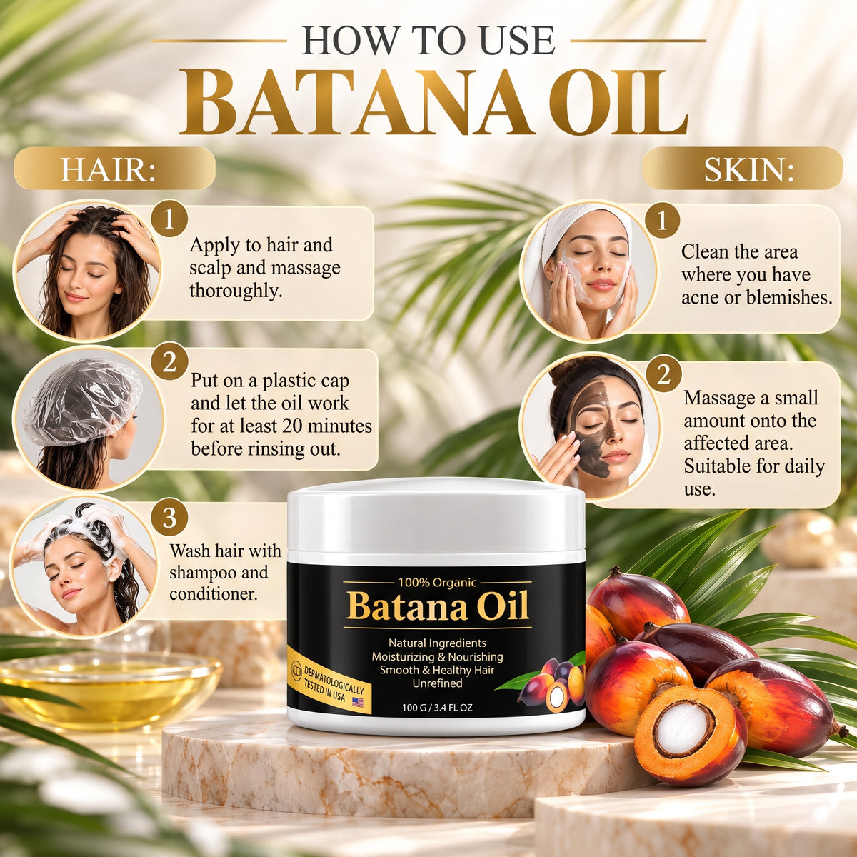 Batana Oil 100 g – Natural Unrefined Hair Oil for Dry & Frizzy Hair