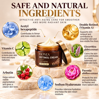 Retinol Face Cream – Anti-Aging with Vitamin C, Peptides & Hyaluronic Acid – 30 g
