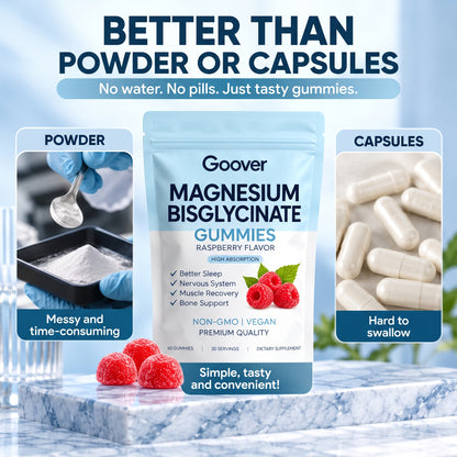 Magnesium Bisglycinate Gummies 400 mg – Raspberry Flavor, 60 Gummies
