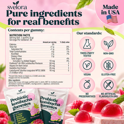 Kombucha Gummies with Probiotics, Prebiotics & Postbiotics – 30 Gummies