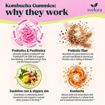 Kombucha Gummies with Probiotics, Prebiotics & Postbiotics – 30 Gummies