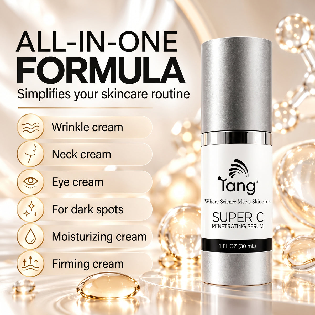 Super C Face Serum with Vitamin C & Hyaluronic Acid – For Radiance, Even Skin Tone & Fine Lines – 30 ml