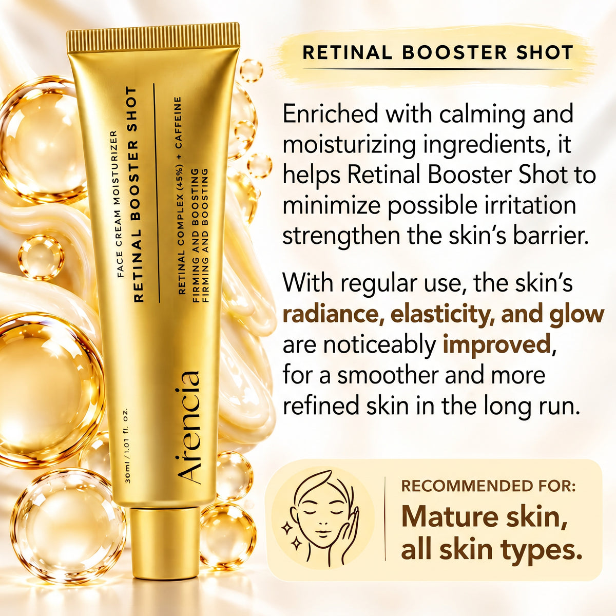 Arencia Vitamin C + Retinal Booster Duo – Face Care for Radiance & Firmer Skin, 2 × 30 ml