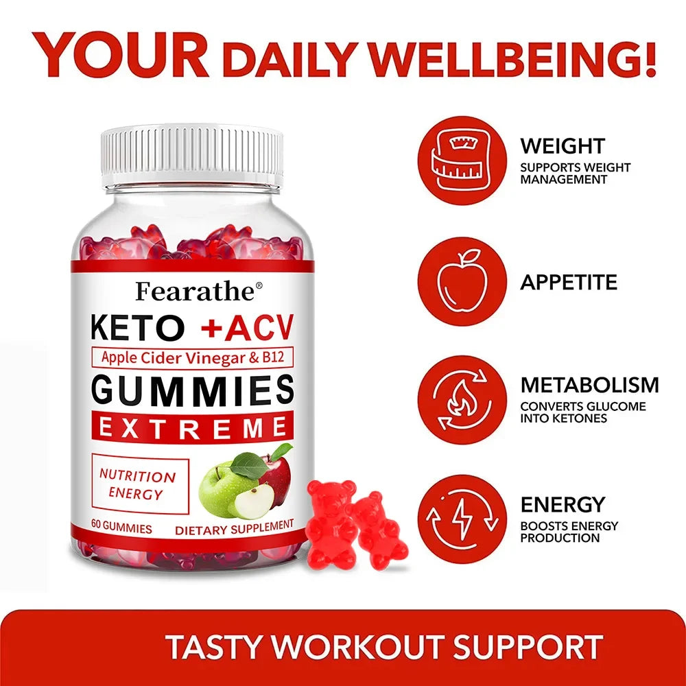 Fearathe Keto Apple Cider Vinegar Gummies – ACV Supplement 60 Gummies